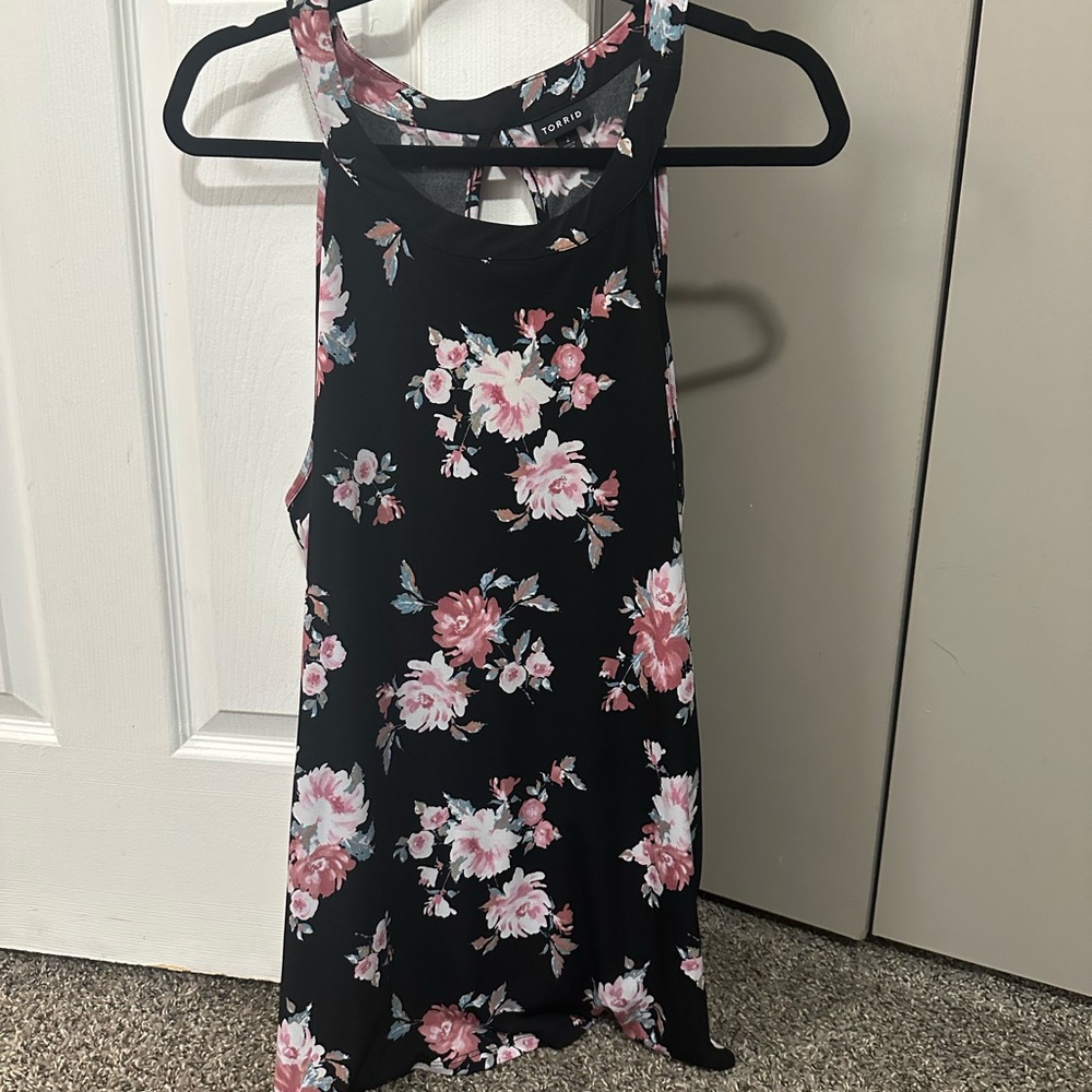 Floral Sleeveless Top - Black and Pink